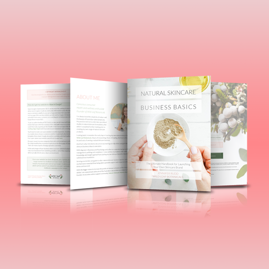 eBook design for Wild Leaf Botanicals 'Natural Skincare Business Basics'